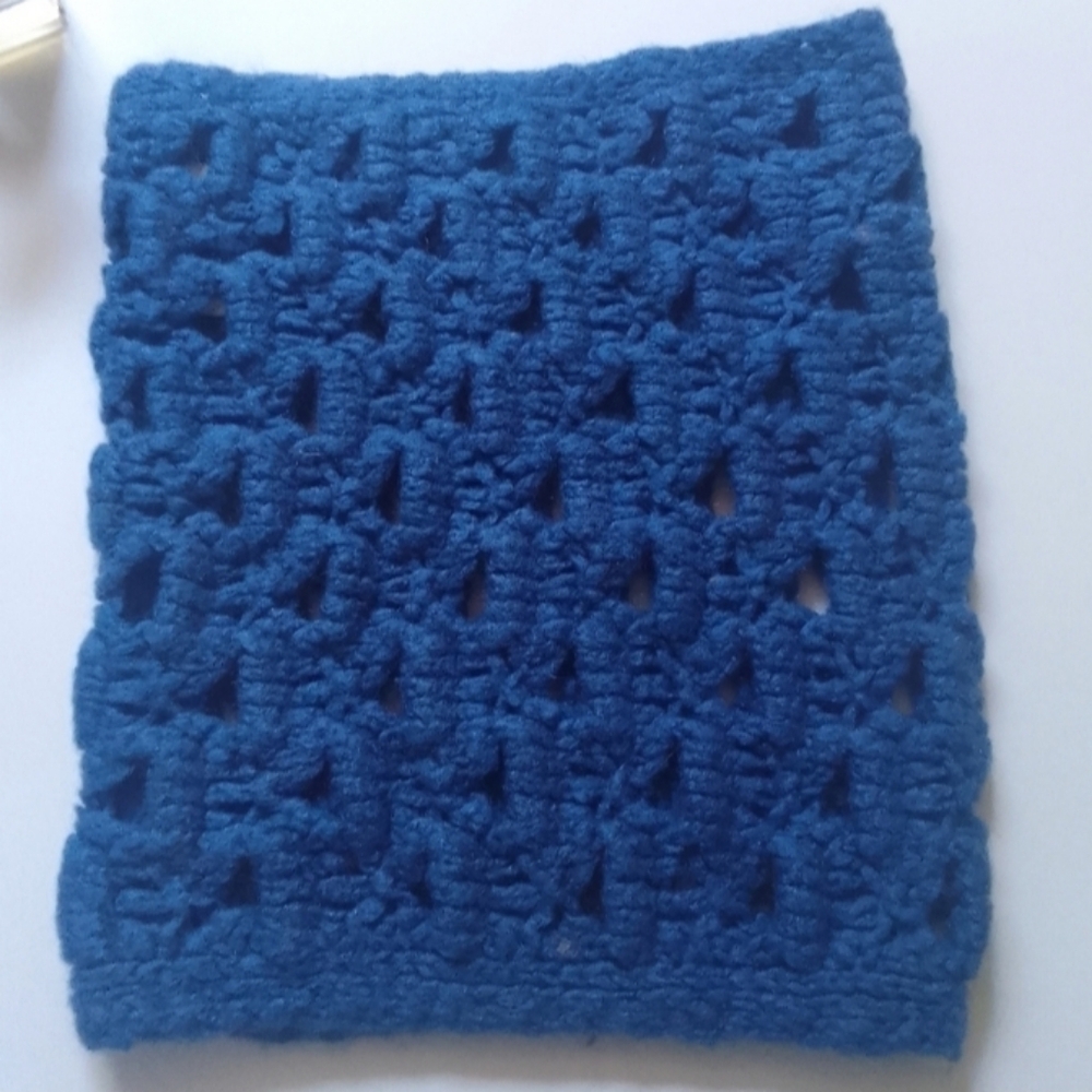Vintage United Colors Of Benetton Classic Blue Crochet Square Neck Warmer 1 Size